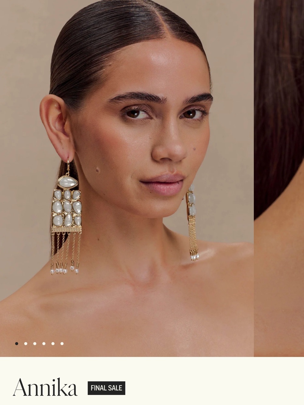 NIKA Goldtone Drop Earrings with White Pearlescent Stones